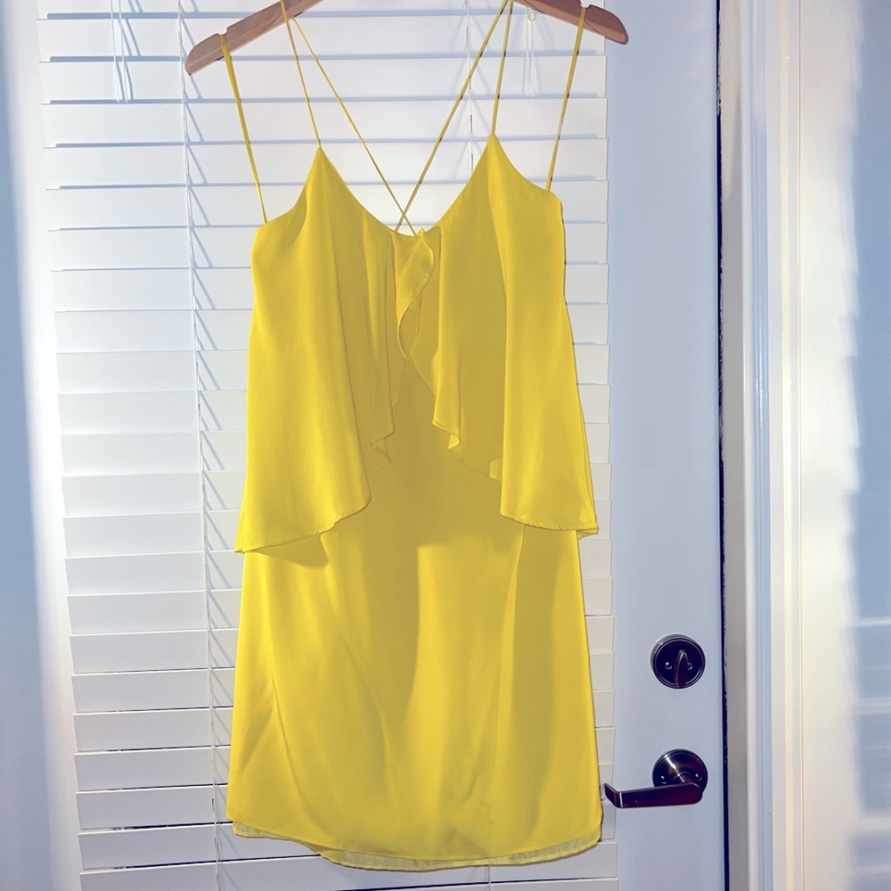 Bright yellow mini dress